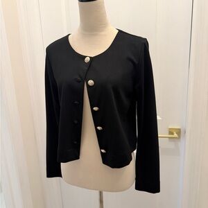 ANN TAYLOR MEDIUM BLACK SWEATER GOLD BUTTONS